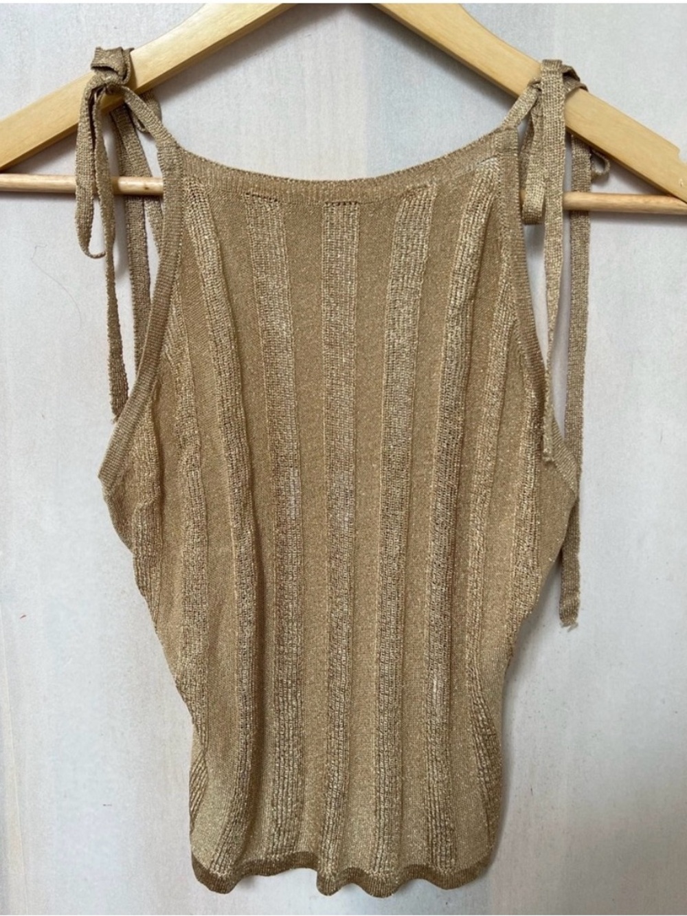 Rouje Gold Knit Tie-Shoulder Tank Top - Picture 3 of 5